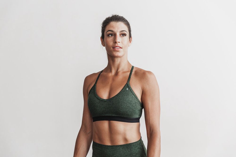 Brassiere Sport NOBULL Femme Vert - NOBULL V-Neck,France (4791-PZFCH)